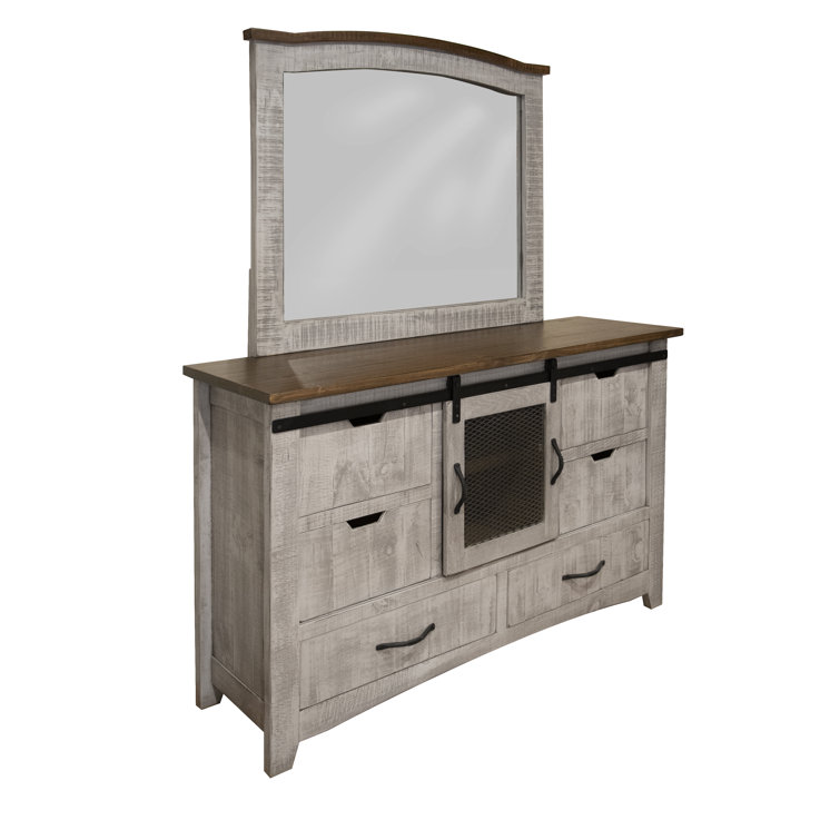 International Furniture Direct Pueblo Gray Solid Wood Flat Dresser